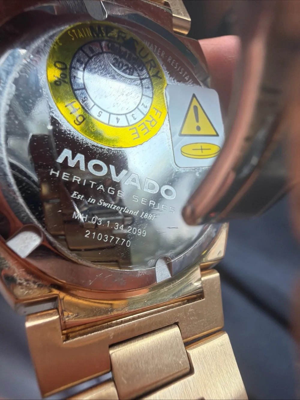 Movado Gold Stainless Steel Bracelet Watch with Date